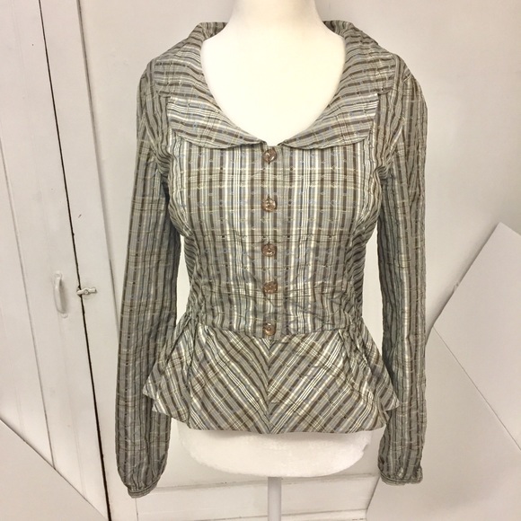 Classic Tailored Retro Peplum Blouse - Picture 2 of 8